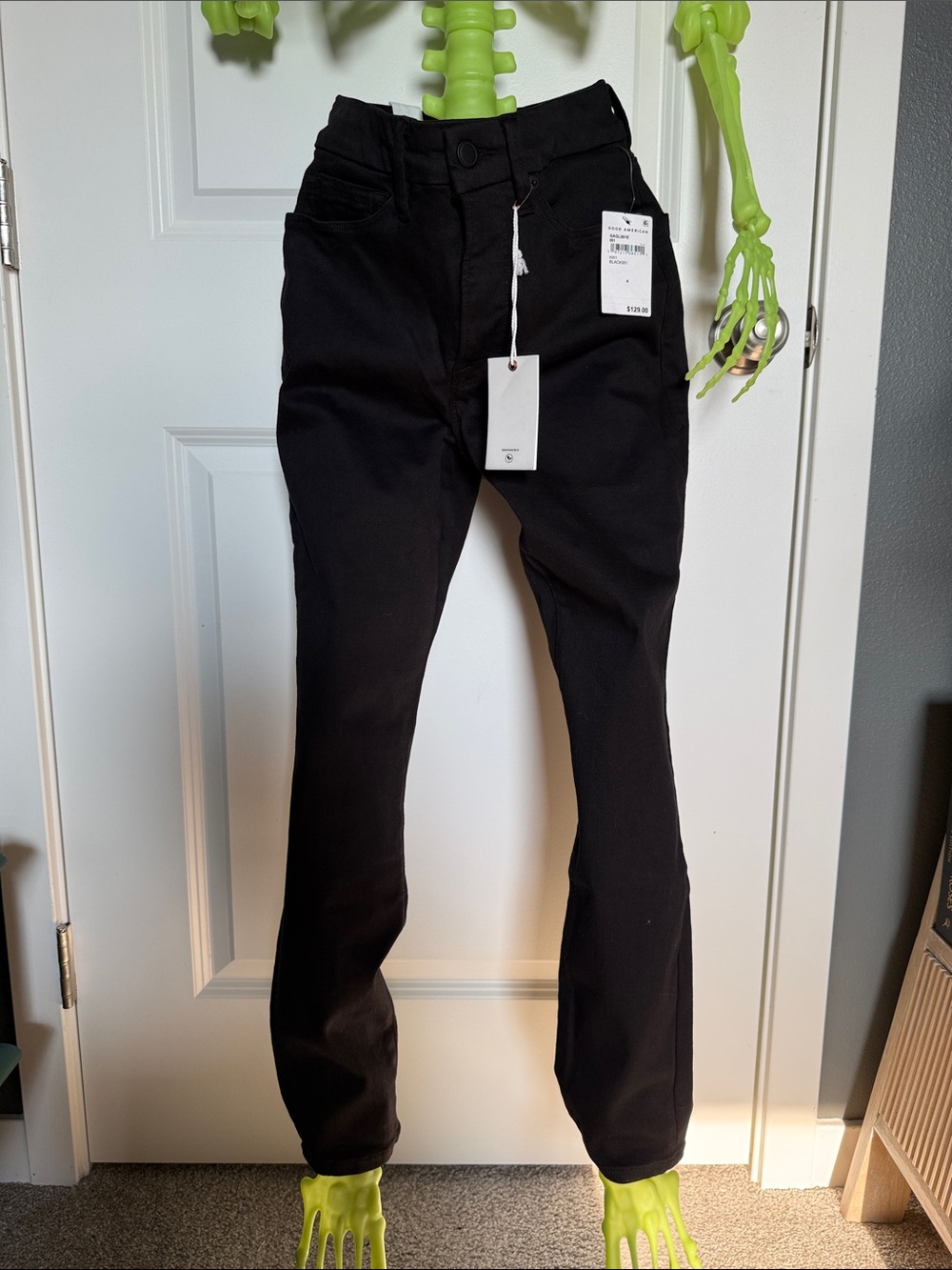 Good American Black High-Rise Slim Jeans